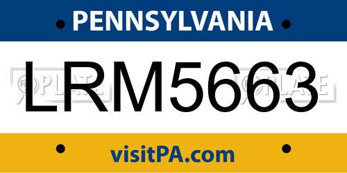 LRM5663 Pennsylvania License Plate