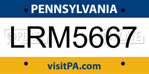 LRM5667 Pennsylvania License Plate