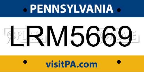LRM5669 Pennsylvania License Plate