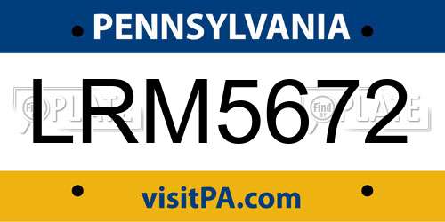 LRM5672 Pennsylvania License Plate