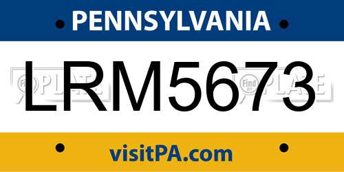 LRM5673 Pennsylvania License Plate