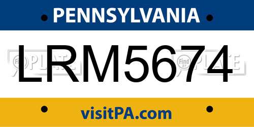 LRM5674 Pennsylvania License Plate