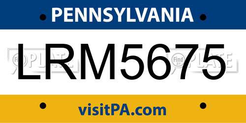 LRM5675 Pennsylvania License Plate