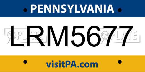 LRM5677 Pennsylvania License Plate