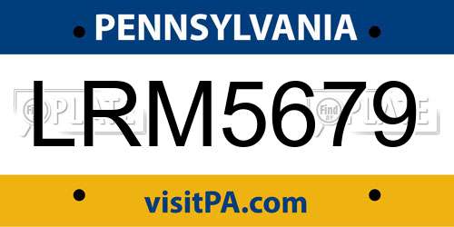 LRM5679 Pennsylvania License Plate