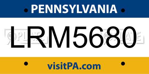 LRM5680 Pennsylvania License Plate