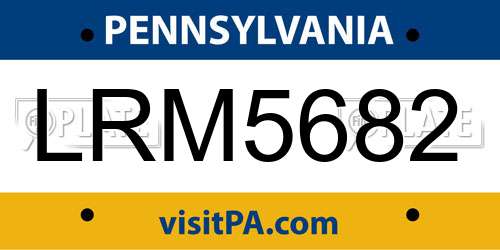 LRM5682 Pennsylvania License Plate