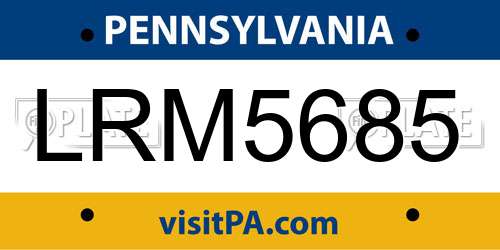 LRM5685 Pennsylvania License Plate