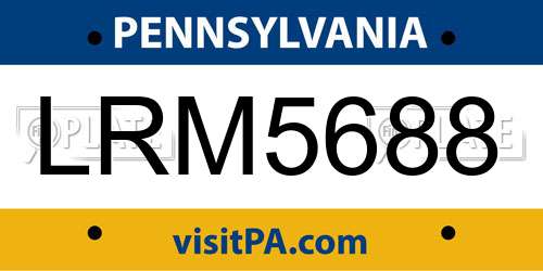 LRM5688 Pennsylvania License Plate