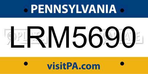 LRM5690 Pennsylvania License Plate