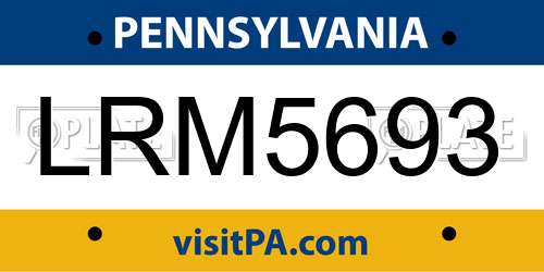 LRM5693 Pennsylvania License Plate