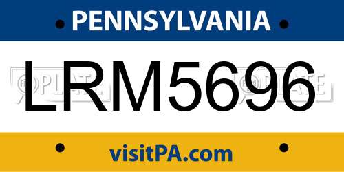 LRM5696 Pennsylvania License Plate