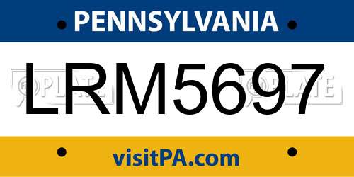 LRM5697 Pennsylvania License Plate