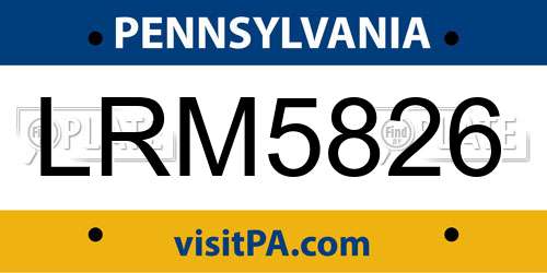 LRM5826 Pennsylvania License Plate