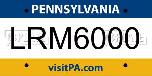 LRM6000 Pennsylvania License Plate
