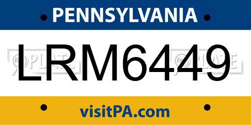 LRM6449 Pennsylvania License Plate