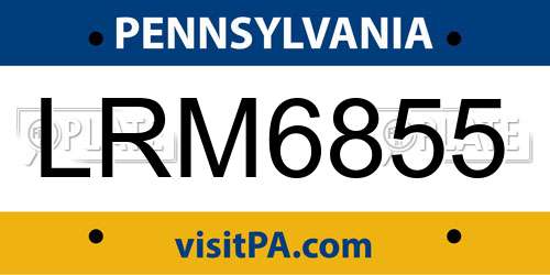 LRM6855 Pennsylvania License Plate