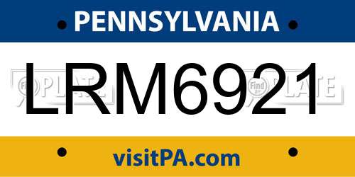 LRM6921 Pennsylvania License Plate