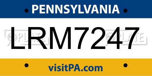 LRM7247 Pennsylvania License Plate