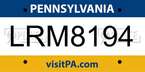 LRM8194 Pennsylvania License Plate
