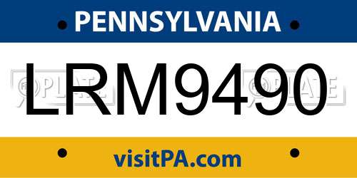 LRM9490 Pennsylvania License Plate