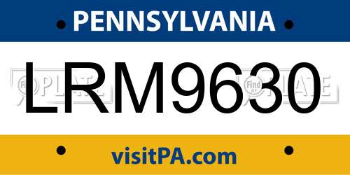 LRM9630 Pennsylvania License Plate