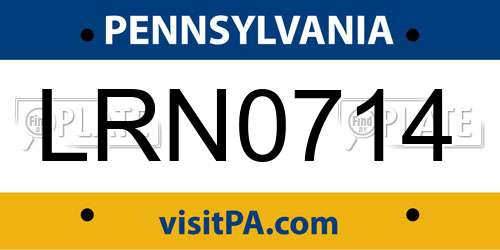 LRN0714 Pennsylvania License Plate