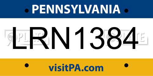 LRN1384 Pennsylvania License Plate