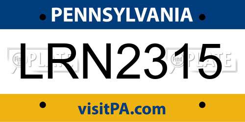 LRN2315 Pennsylvania License Plate