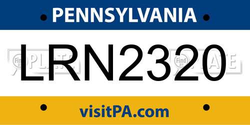 LRN2320 Pennsylvania License Plate