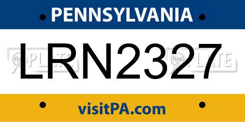 LRN2327 Pennsylvania License Plate