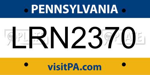LRN2370 Pennsylvania License Plate