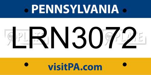 LRN3072 Pennsylvania License Plate