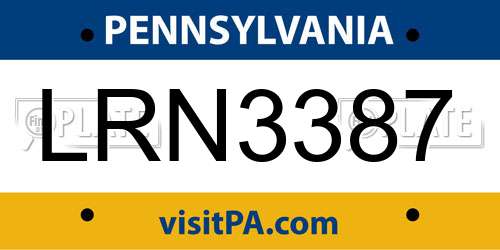 LRN3387 Pennsylvania License Plate