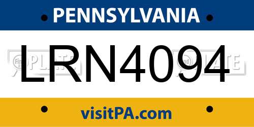 LRN4094 Pennsylvania License Plate