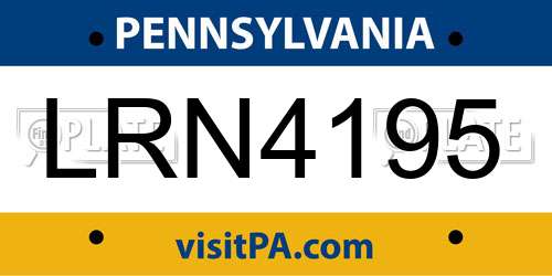 LRN4195 Pennsylvania License Plate