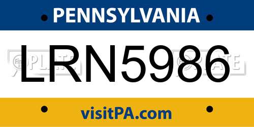 LRN5986 Pennsylvania License Plate