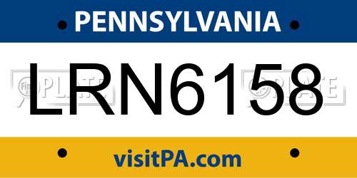 LRN6158 Pennsylvania License Plate