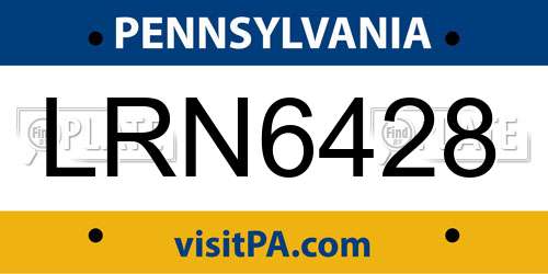 LRN6428 Pennsylvania License Plate