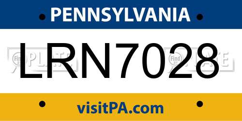 LRN7028 Pennsylvania License Plate