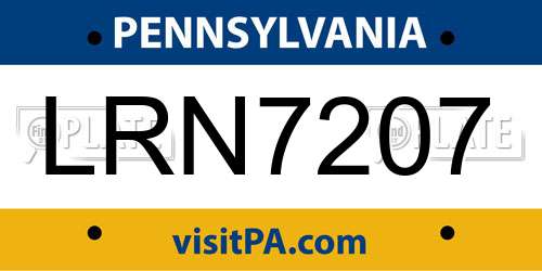 LRN7207 Pennsylvania License Plate