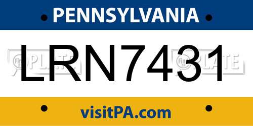 LRN7431 Pennsylvania License Plate