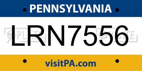 LRN7556 Pennsylvania License Plate