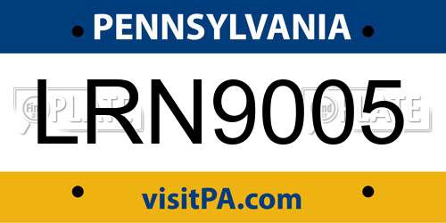 LRN9005 Pennsylvania License Plate