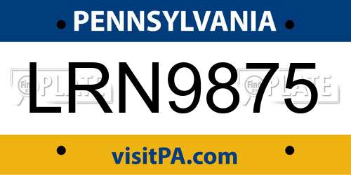 LRN9875 Pennsylvania License Plate