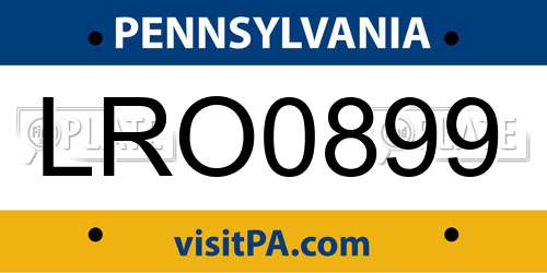LRO0899 Pennsylvania License Plate
