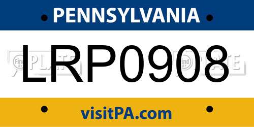 LRP0908 Pennsylvania License Plate