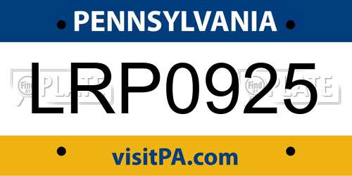 LRP0925 Pennsylvania License Plate
