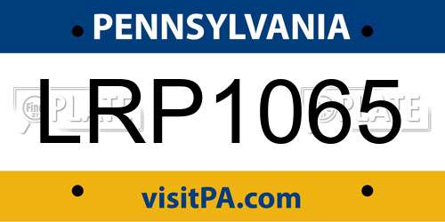 LRP1065 Pennsylvania License Plate