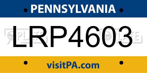 LRP4603 Pennsylvania License Plate